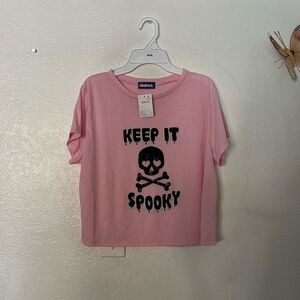Claire’s one size ( small - Large) pink keep it spooky lounge Shirt NWT